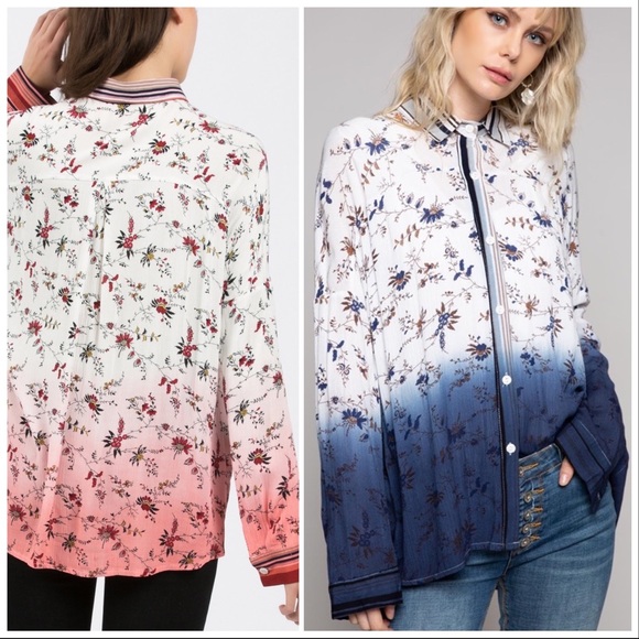 *CLEARANCE* POL Woven Ombré Button Down Top - Picture 6 of 10